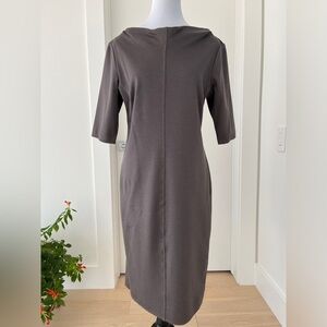 MARELLA Boat Neck Dress Jersey Wool Blend Classic Neutral Elegant Office Event